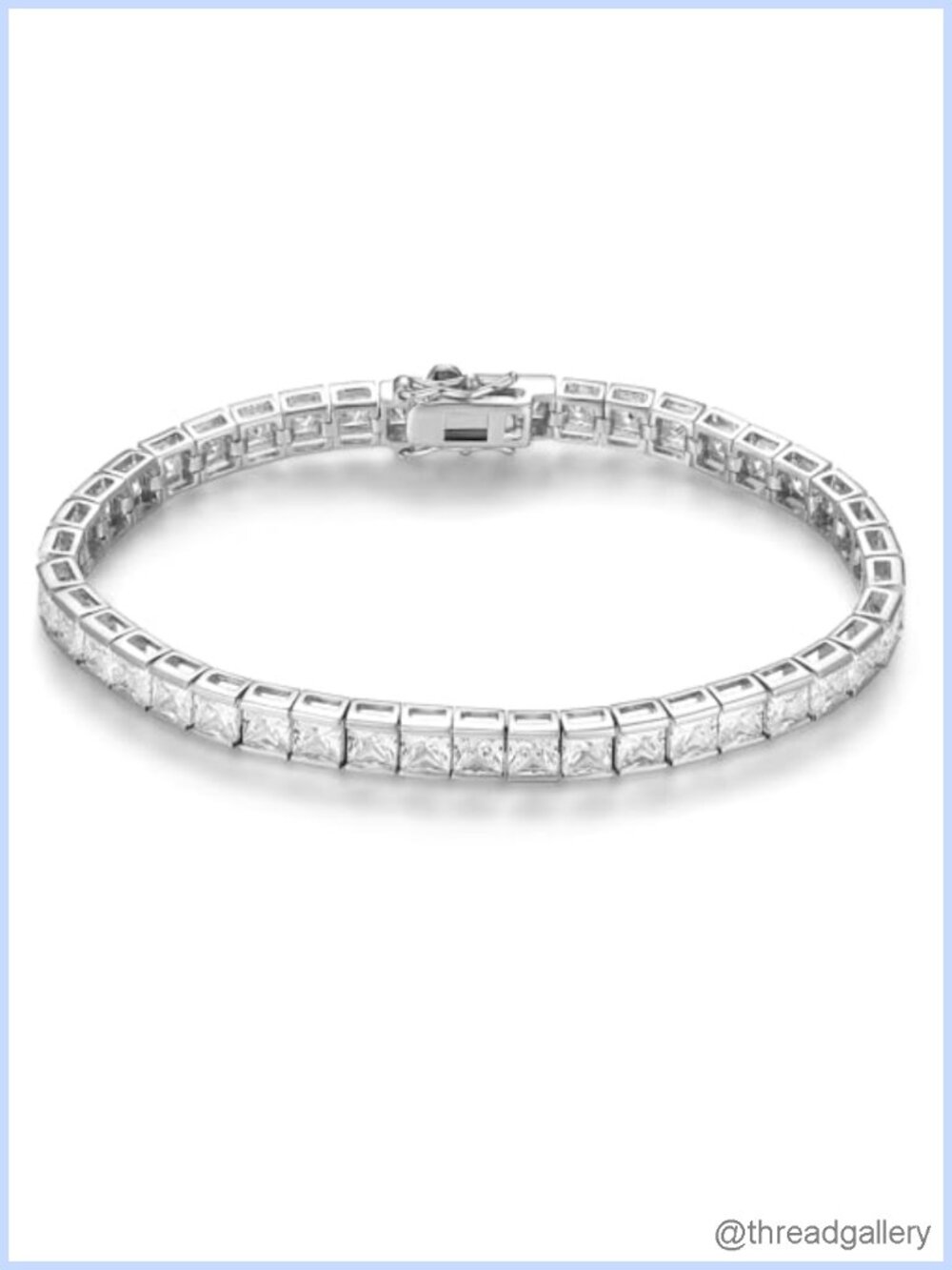 Square Cubic Zirconia Tennis Bracelet 18K Gold Plated Women